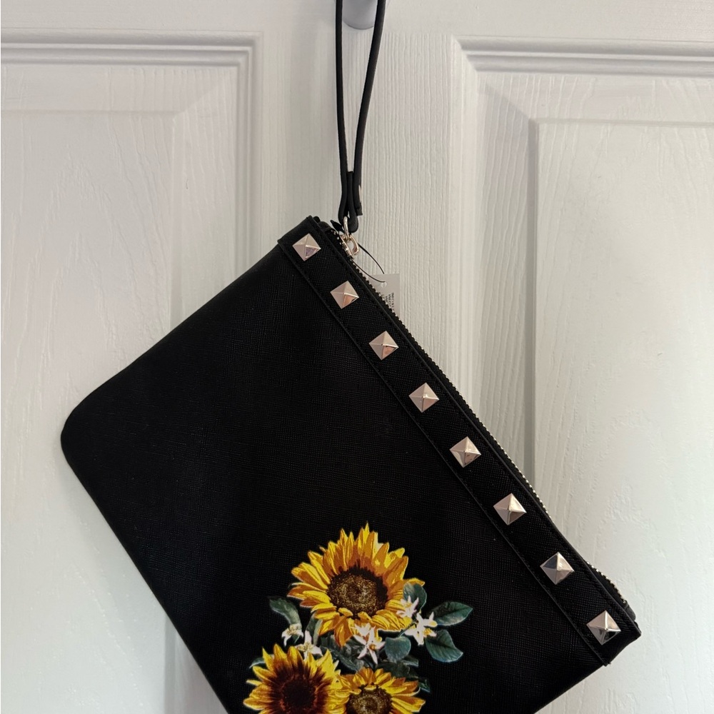 White House Black Market Black Sunflower Wristlet